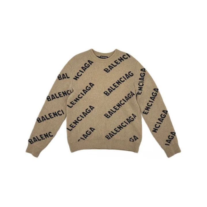 Balenciaga Balenciaga Logo Knit Sweater for Men, Brown Size US XS / EU 42 / 0 - 2 Thumbnail
