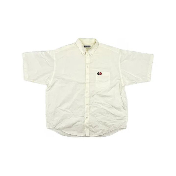 Balenciaga Balenciaga Logo White Short Sleeve Shirt Size US M / EU 48-50 / 2 - 2 Thumbnail
