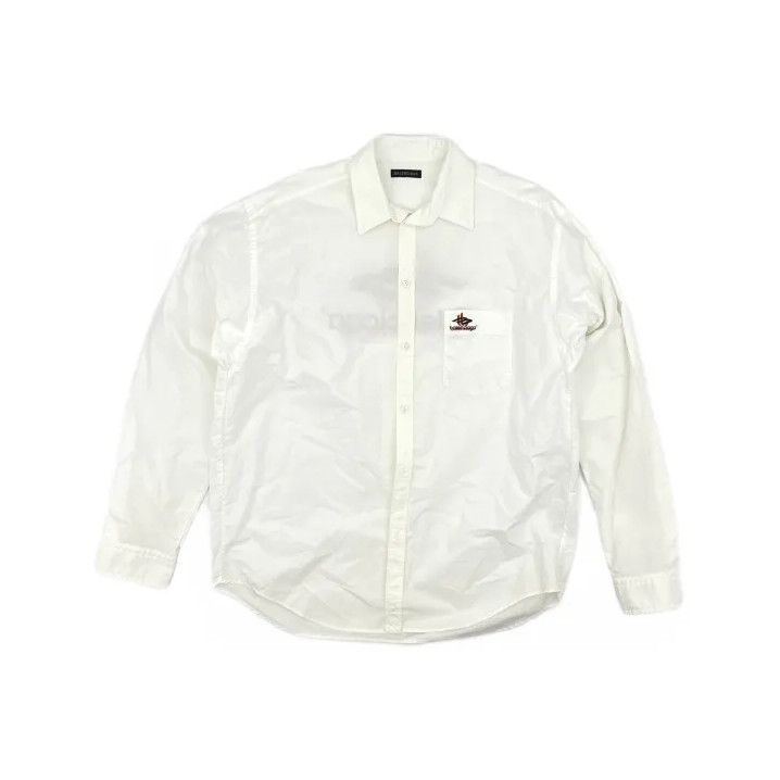 Balenciaga Balenciaga Logo Pattern White Long Sleeve Shirt Size US M / EU 48-50 / 2 - 2 Thumbnail