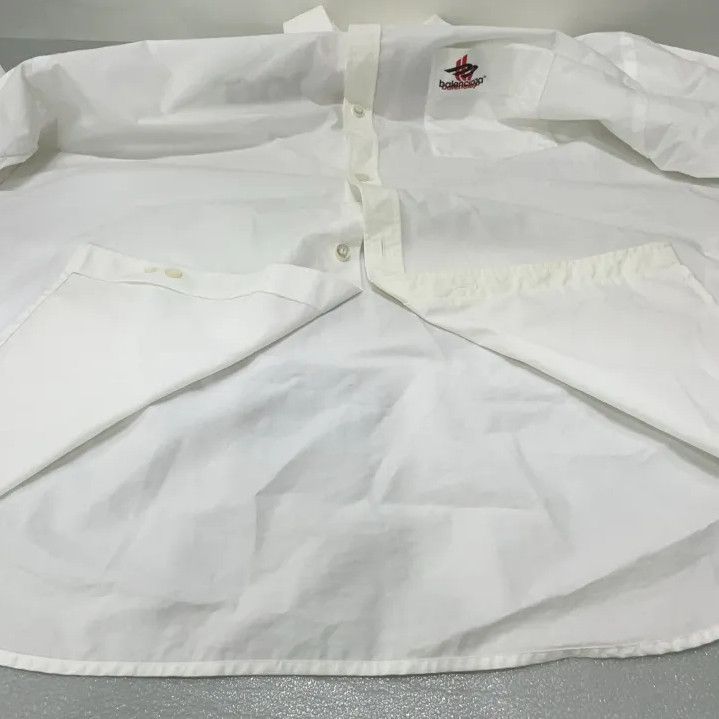Balenciaga Balenciaga Logo Pattern White Long Sleeve Shirt Size US M / EU 48-50 / 2 - 10 Thumbnail