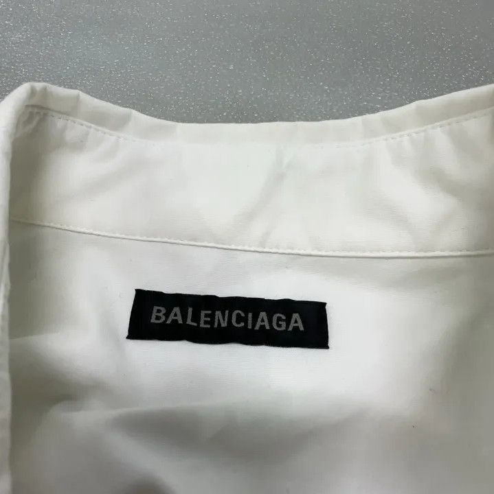 Balenciaga Balenciaga Logo Pattern White Long Sleeve Shirt Size US M / EU 48-50 / 2 - 6 Thumbnail