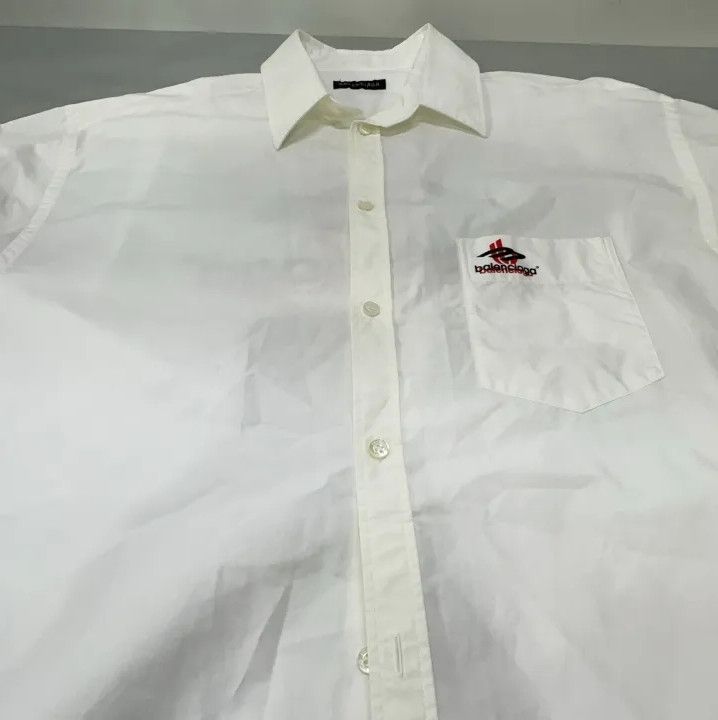 Balenciaga Balenciaga Logo Pattern White Long Sleeve Shirt Size US M / EU 48-50 / 2 - 8 Thumbnail