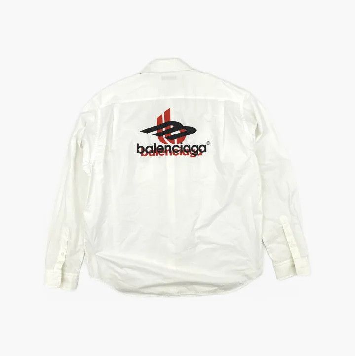 Balenciaga Balenciaga Logo Pattern White Long Sleeve Shirt Size US M / EU 48-50 / 2 - 3 Thumbnail