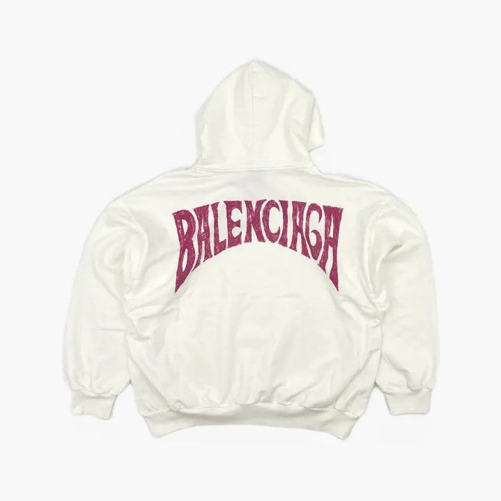 Balenciaga Balenciaga White Hooded Letter Print Sweatshirt Size US XS / EU 42 / 0 - 3 Thumbnail