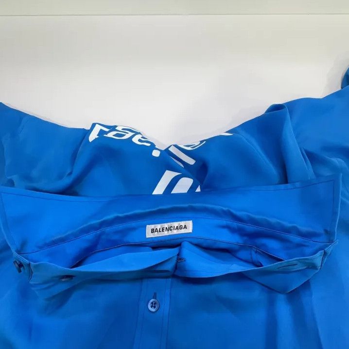 Balenciaga Balenciaga Blue Long Sleeve Shirt with Logo Size US S / EU 44-46 / 1 - 6 Thumbnail