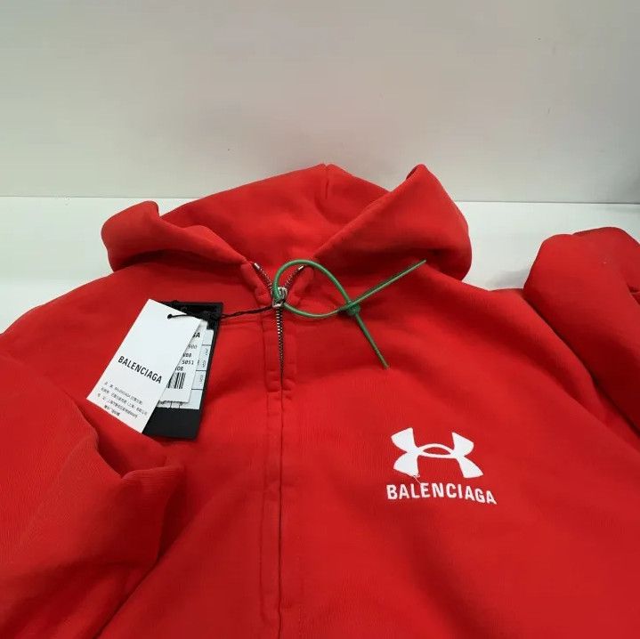 Balenciaga Balenciaga x Under Armour Red Hoodie Sweatshirt Size US S / EU 44-46 / 1 - 6 Thumbnail