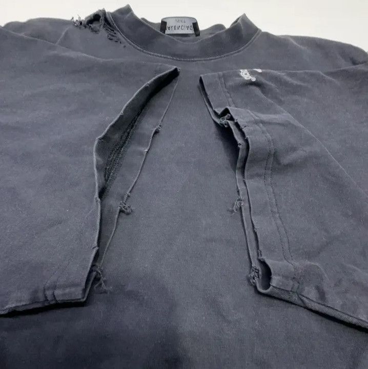 Balenciaga Balenciaga Repaired Series Black Distressed Tee Size US M / EU 48-50 / 2 - 8 Thumbnail