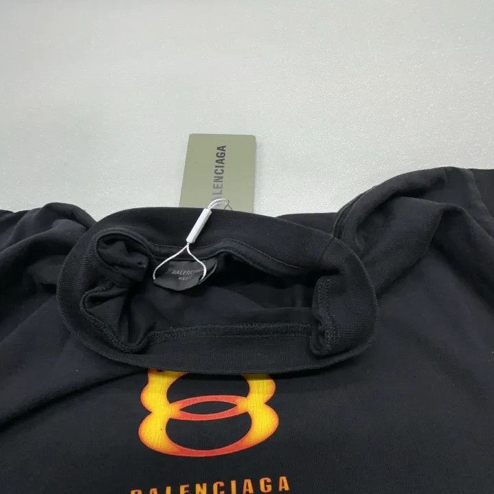 Balenciaga Balenciaga Flame Logo Casual Black T-Shirt Size US M / EU 48-50 / 2 - 8 Thumbnail