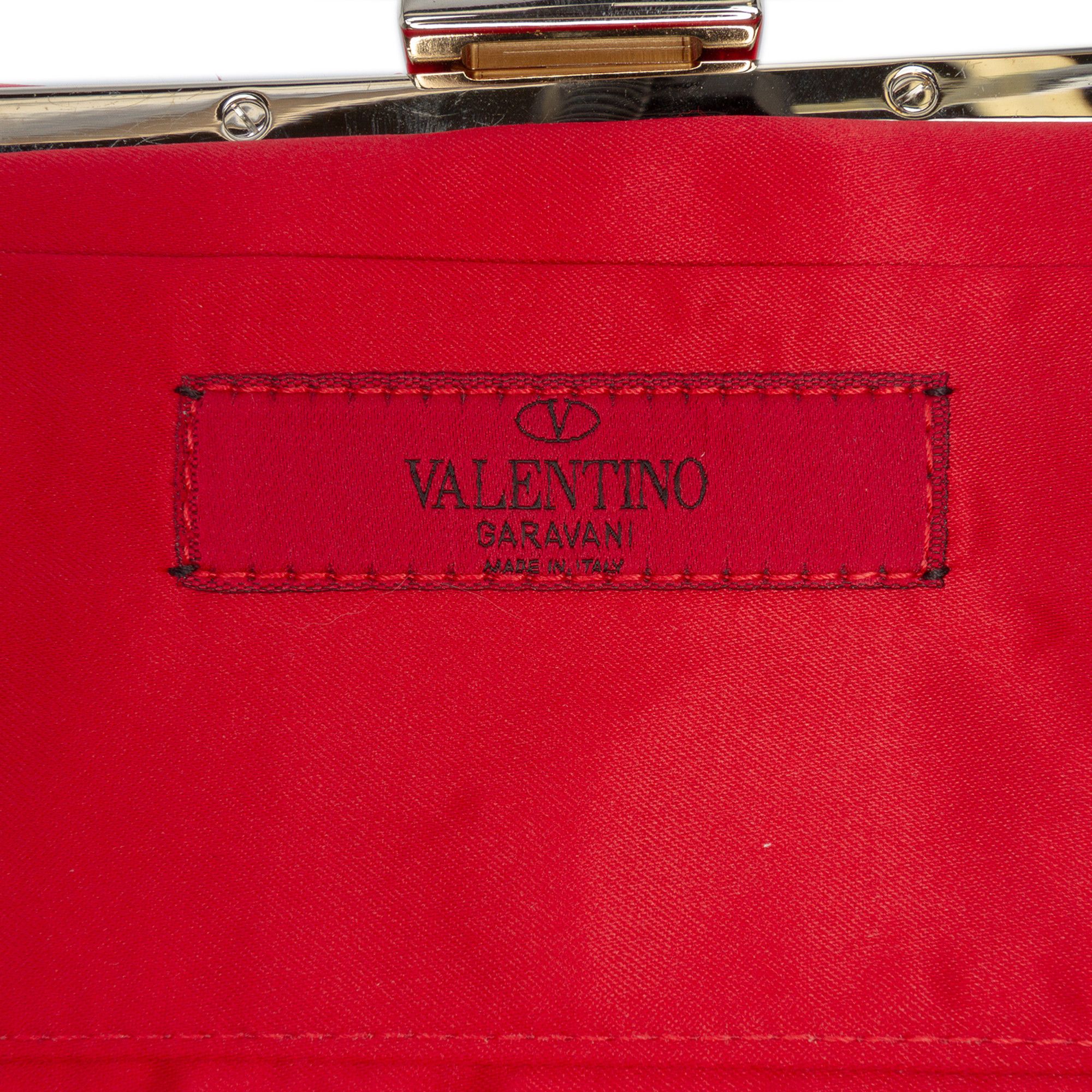 Valentino Valentino Satin Pearl Embellished Frame Clutch on Chain Size ONE SIZE - 6 Thumbnail