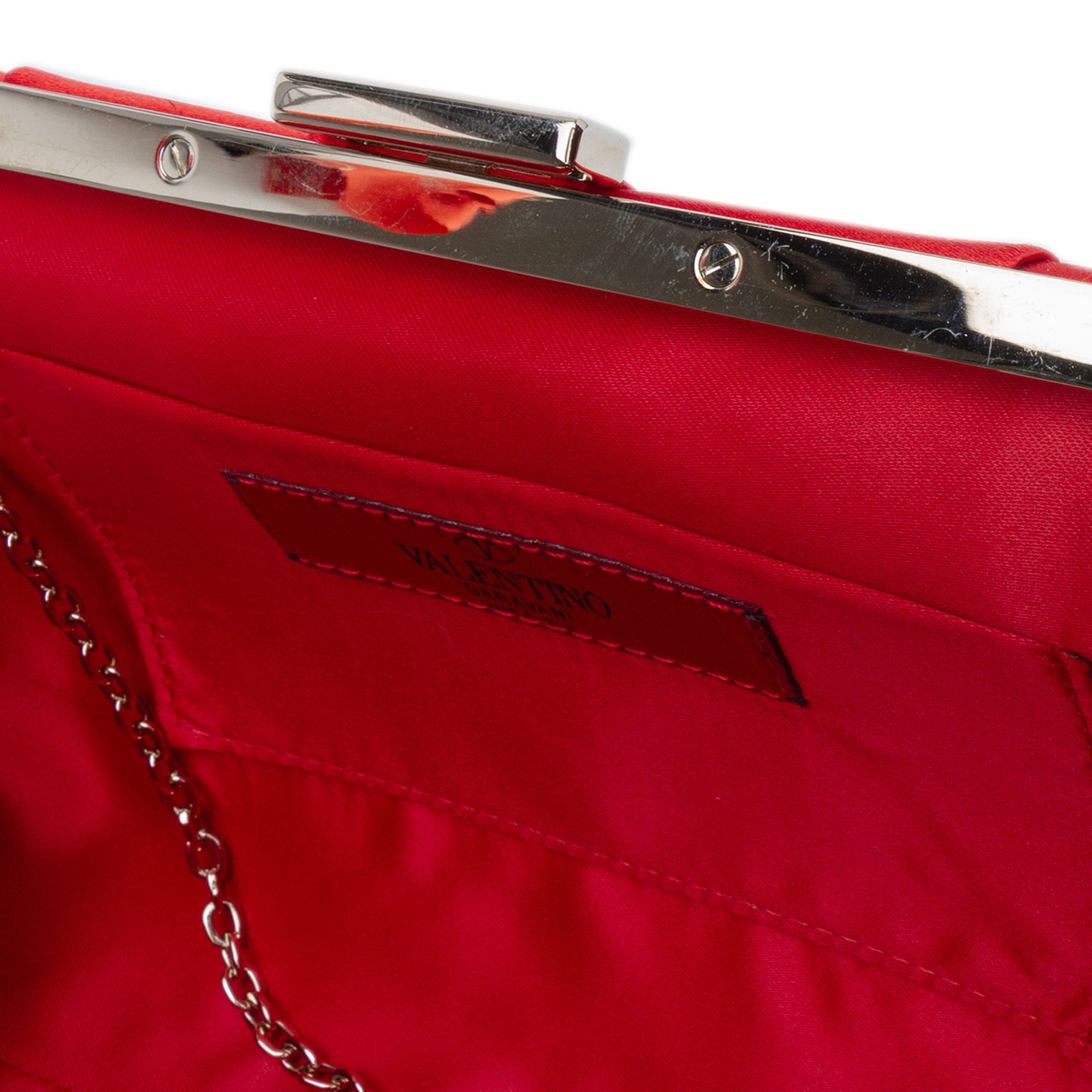 Valentino Valentino Satin Pearl Embellished Frame Clutch on Chain Size ONE SIZE - 5 Thumbnail