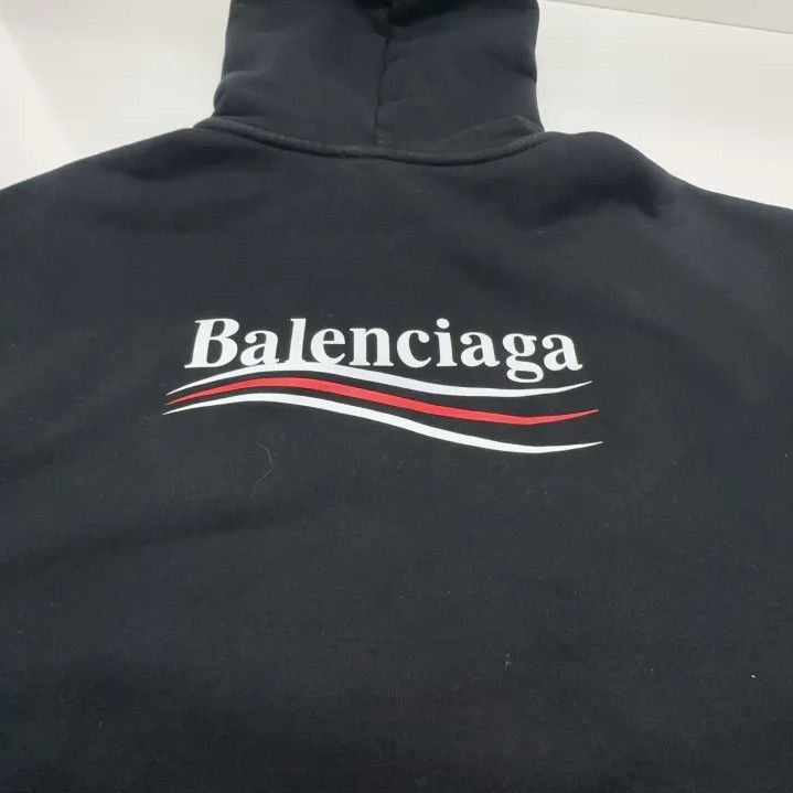 Balenciaga Balenciaga Black Logo Wave Print Hooded Sweatshirt Size US S / EU 44-46 / 1 - 12 Thumbnail