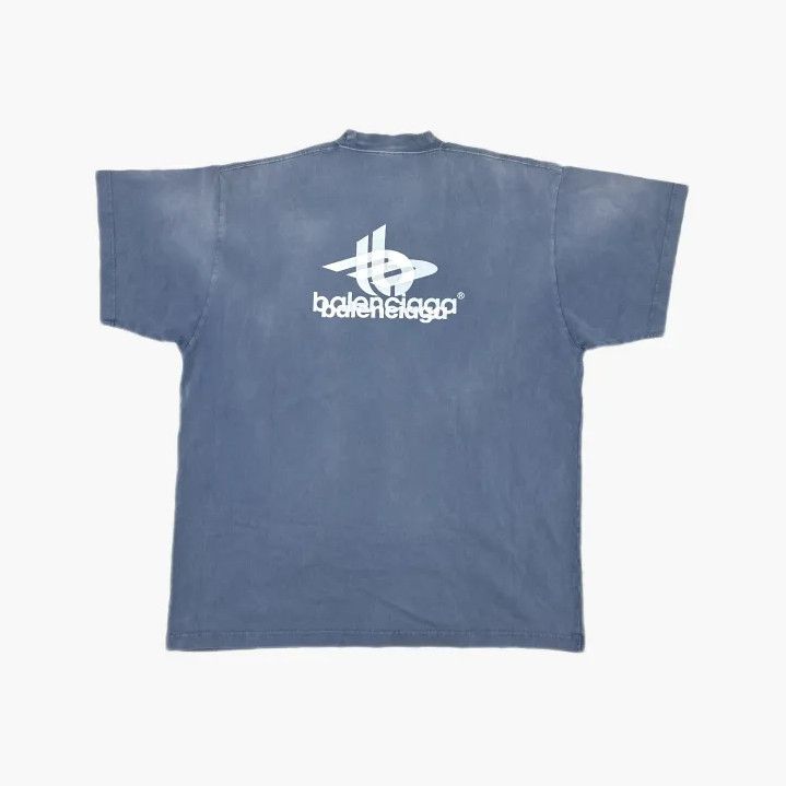 Balenciaga Balenciaga Blue Logo Print Short Sleeve T-Shirt Size US L / EU 52-54 / 3 - 3 Thumbnail