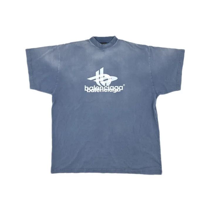 Balenciaga Balenciaga Blue Logo Print Short Sleeve T-Shirt Size US L / EU 52-54 / 3 - 2 Thumbnail
