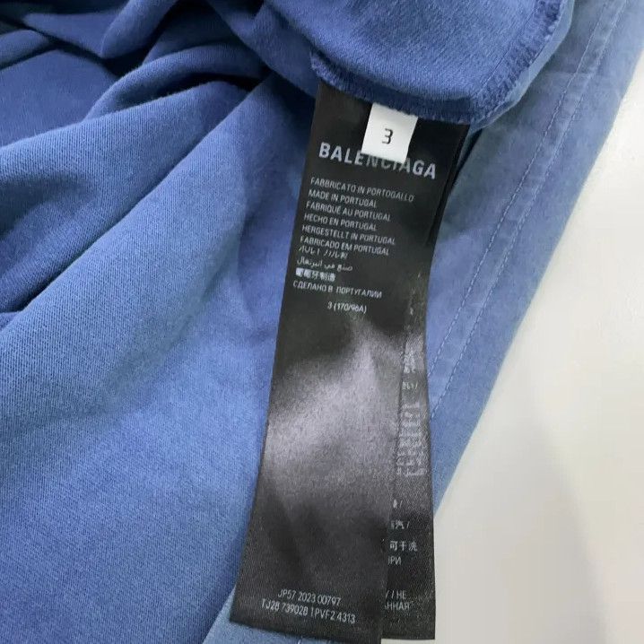 Balenciaga Balenciaga Blue Logo Print Short Sleeve T-Shirt Size US L / EU 52-54 / 3 - 4 Thumbnail