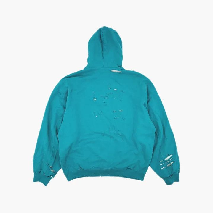 Balenciaga Balenciaga Distressed Hooded Sweatshirt in Light Blue Size US M / EU 48-50 / 2 - 3 Thumbnail
