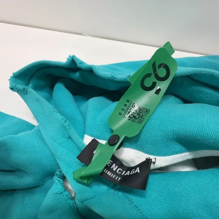 Balenciaga Balenciaga Distressed Hooded Sweatshirt in Light Blue Size US M / EU 48-50 / 2 - 5 Thumbnail
