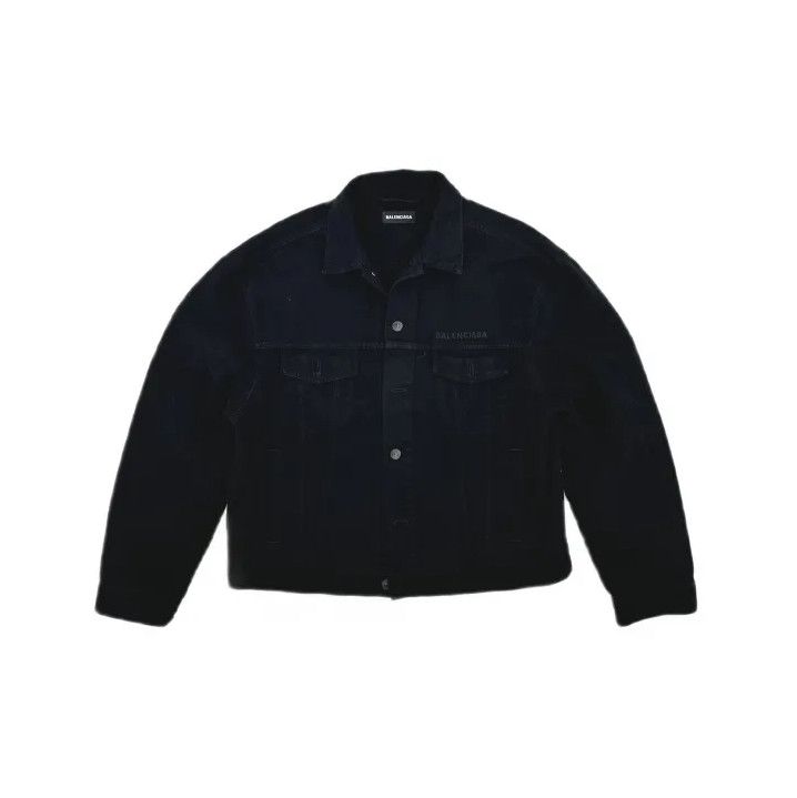 Balenciaga Balenciaga Black Short Denim Jacket with Logo Size US L / EU 52-54 / 3 - 2 Thumbnail