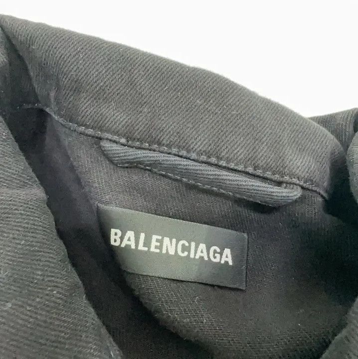 Balenciaga Balenciaga Black Short Denim Jacket with Logo Size US L / EU 52-54 / 3 - 6 Thumbnail