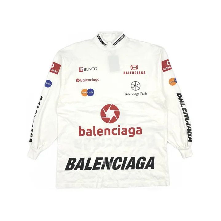 Balenciaga Balenciaga White Long Sleeve Graphic T-Shirt Size US M / EU 48-50 / 2 - 2 Thumbnail