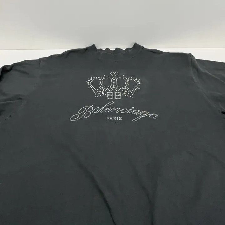 Balenciaga Balenciaga Black Crown Print Short Sleeve Tee Size US S / EU 44-46 / 1 - 8 Thumbnail