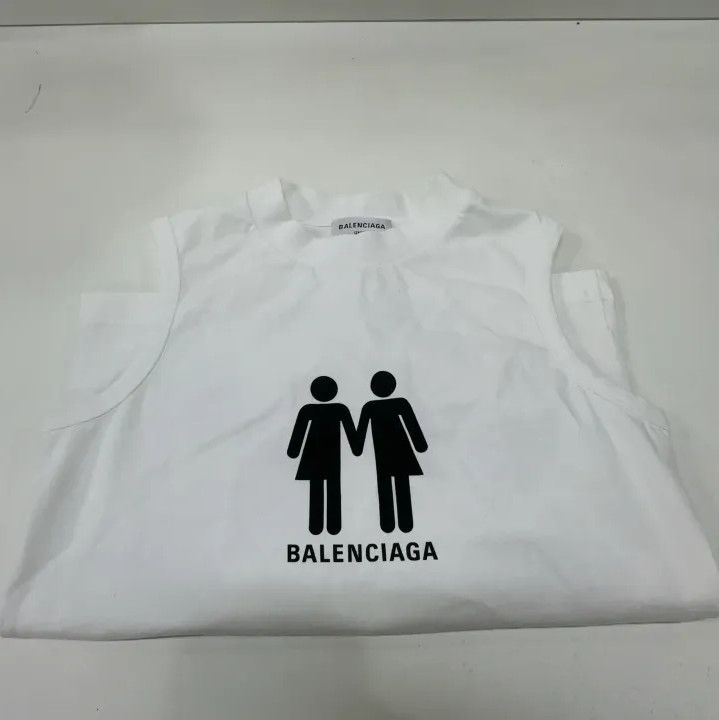Balenciaga Balenciaga White Sleeveless Logo Muscle T-Shirt Size US XXS / EU 40 - 9 Thumbnail
