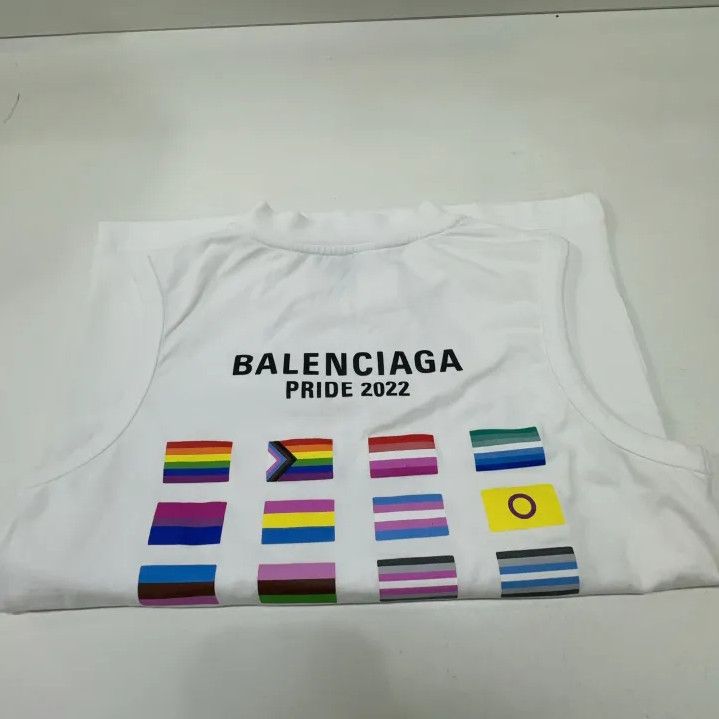 Balenciaga Balenciaga White Sleeveless Logo Muscle T-Shirt Size US XXS / EU 40 - 12 Thumbnail