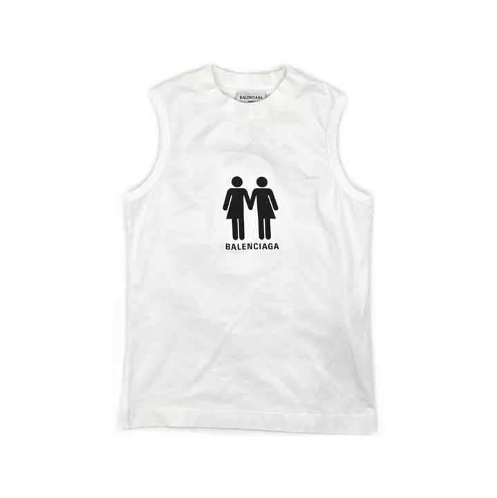 Balenciaga Balenciaga White Sleeveless Logo Muscle T-Shirt Size US XXS / EU 40 - 2 Thumbnail