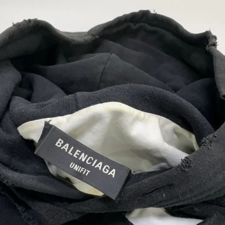 Balenciaga Balenciaga Distressed Black Hoodie for Men Size US XS / EU 42 / 0 - 5 Thumbnail