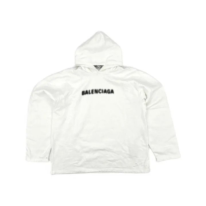 Balenciaga Balenciaga White Logo Hooded Sweatshirt Size US M / EU 48-50 / 2 - 2 Thumbnail