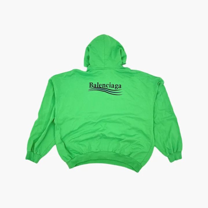 Balenciaga Balenciaga Logo Print Hooded Sweatshirt in Green Size US L / EU 52-54 / 3 - 3 Thumbnail