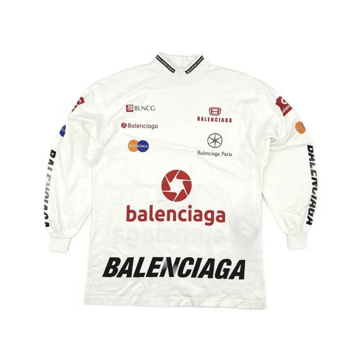 Balenciaga Balenciaga White Long Sleeve Graphic T-Shirt Size US M / EU 48-50 / 2 - 2 Thumbnail