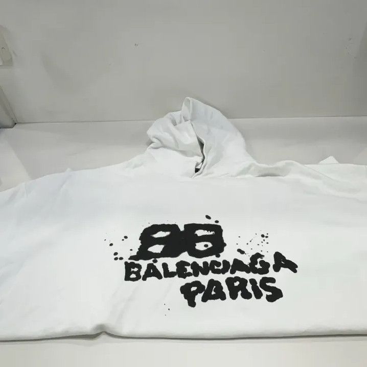 Balenciaga Balenciaga Hand Drawn Logo White Hoodie Size US M / EU 48-50 / 2 - 8 Thumbnail