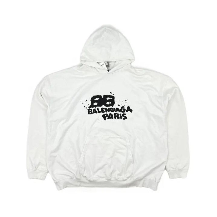 Balenciaga Balenciaga Hand Drawn Logo White Hoodie Size US M / EU 48-50 / 2 - 2 Thumbnail