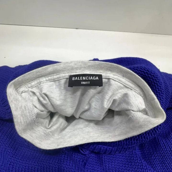 Balenciaga Balenciaga Distressed Blue Hoodie with Logo Embroidery Size US XS / EU 42 / 0 - 8 Thumbnail