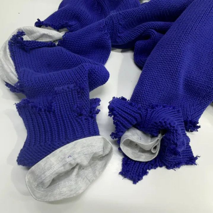 Balenciaga Balenciaga Distressed Blue Hoodie with Logo Embroidery Size US XS / EU 42 / 0 - 10 Thumbnail