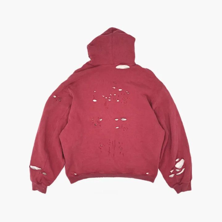 Balenciaga Balenciaga Red Hooded Sweatshirt with Distressed Details Size US M / EU 48-50 / 2 - 3 Thumbnail