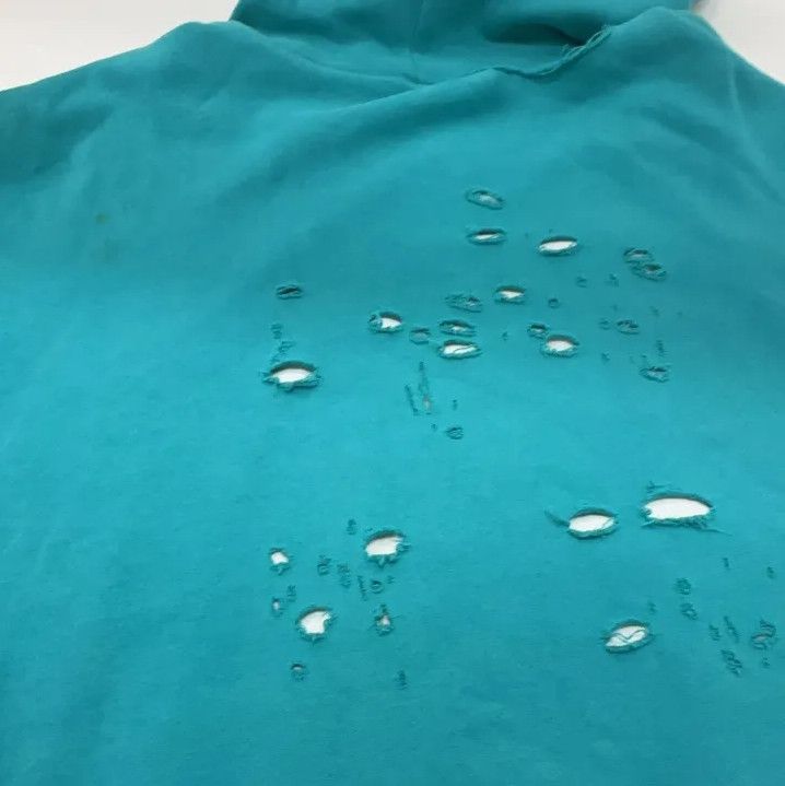 Balenciaga Balenciaga Distressed Hoodie in Sky Blue Size US M / EU 48-50 / 2 - 15 Thumbnail
