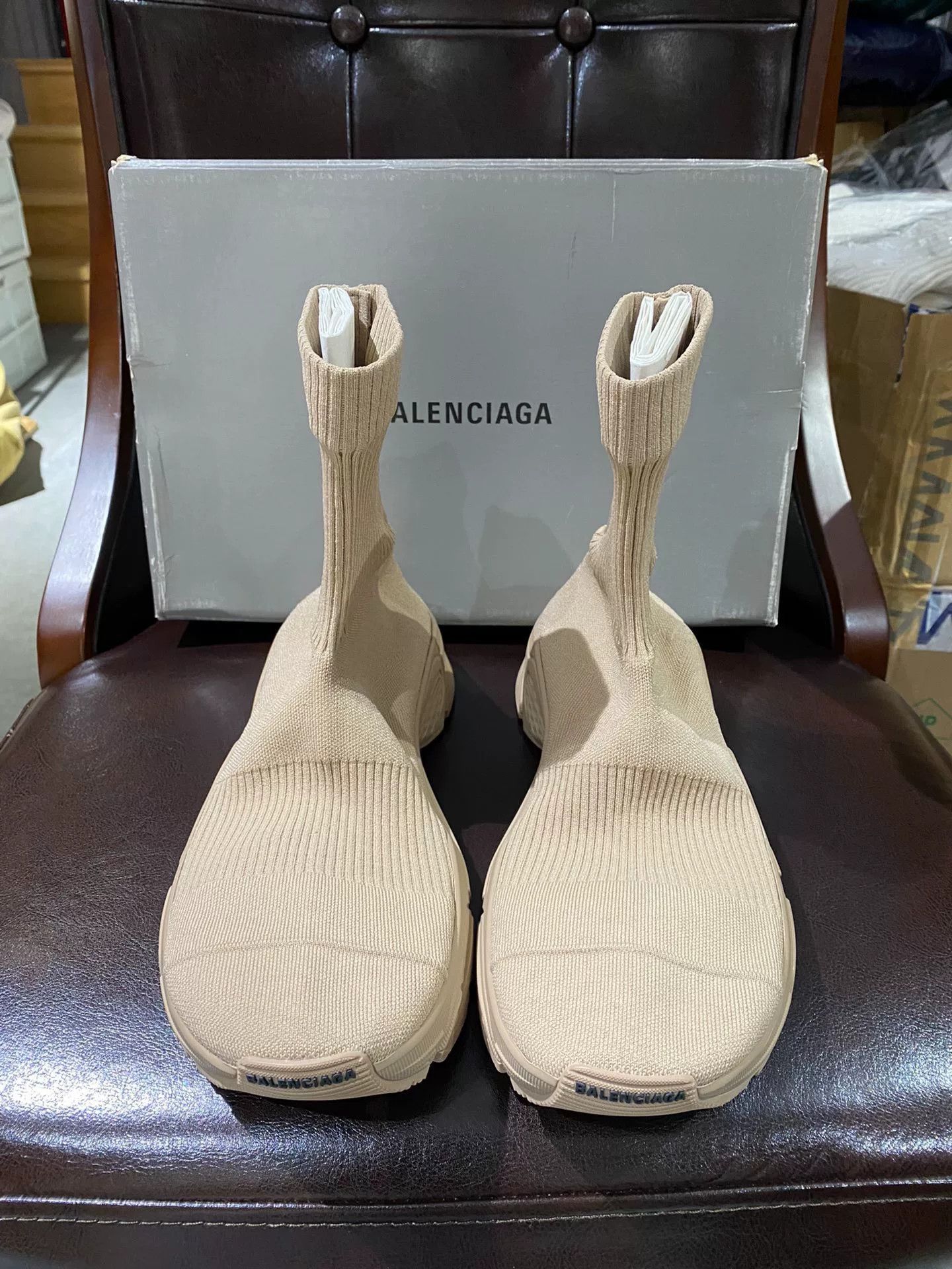Balenciaga balenciaga men's sock sneakers beige color Size US 9 / EU 42 - 2 Thumbnail