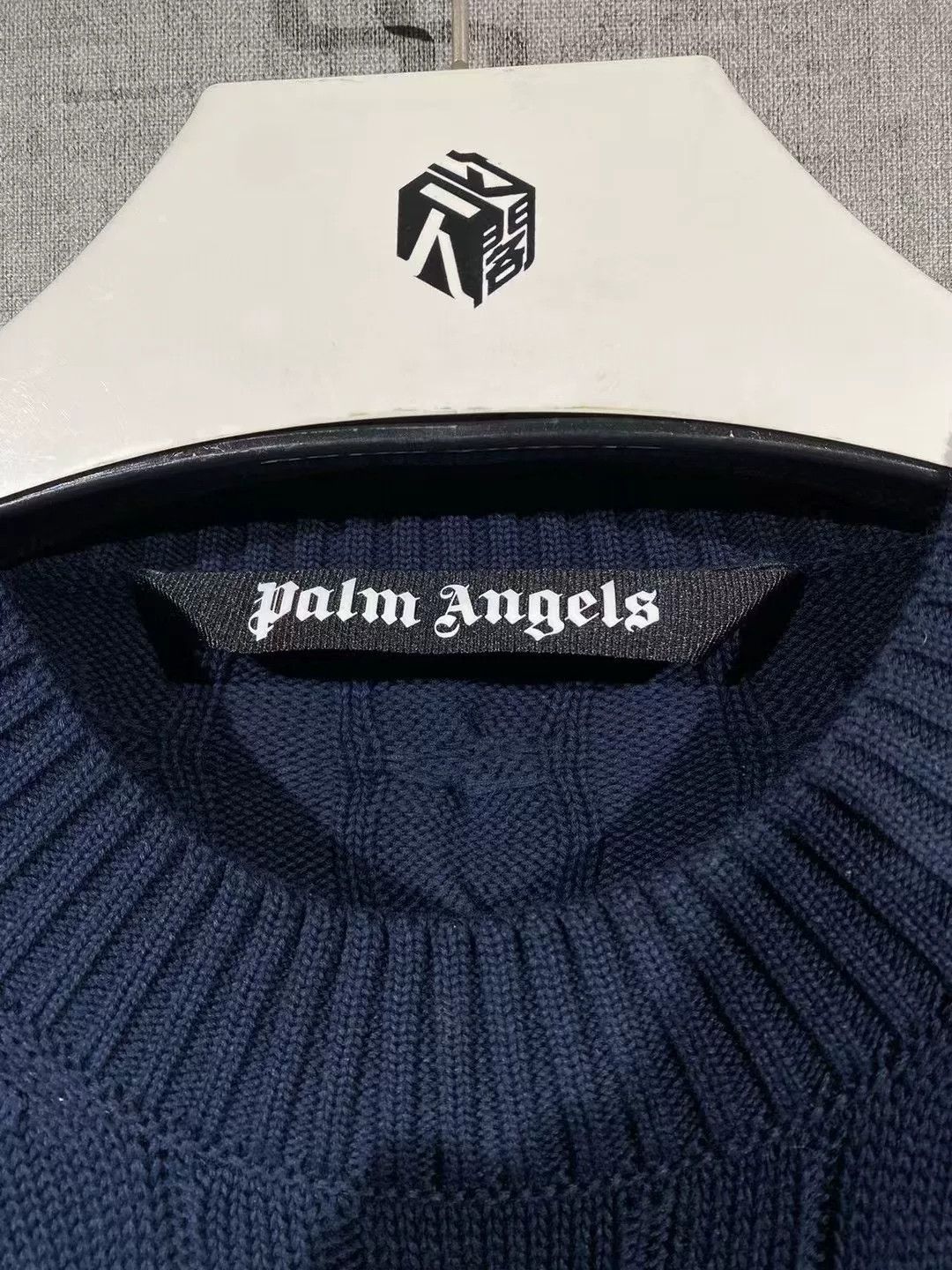 Palm Angels stylish navy cable-knit sweater for men Size US L / EU 52-54 / 3 - 4 Thumbnail