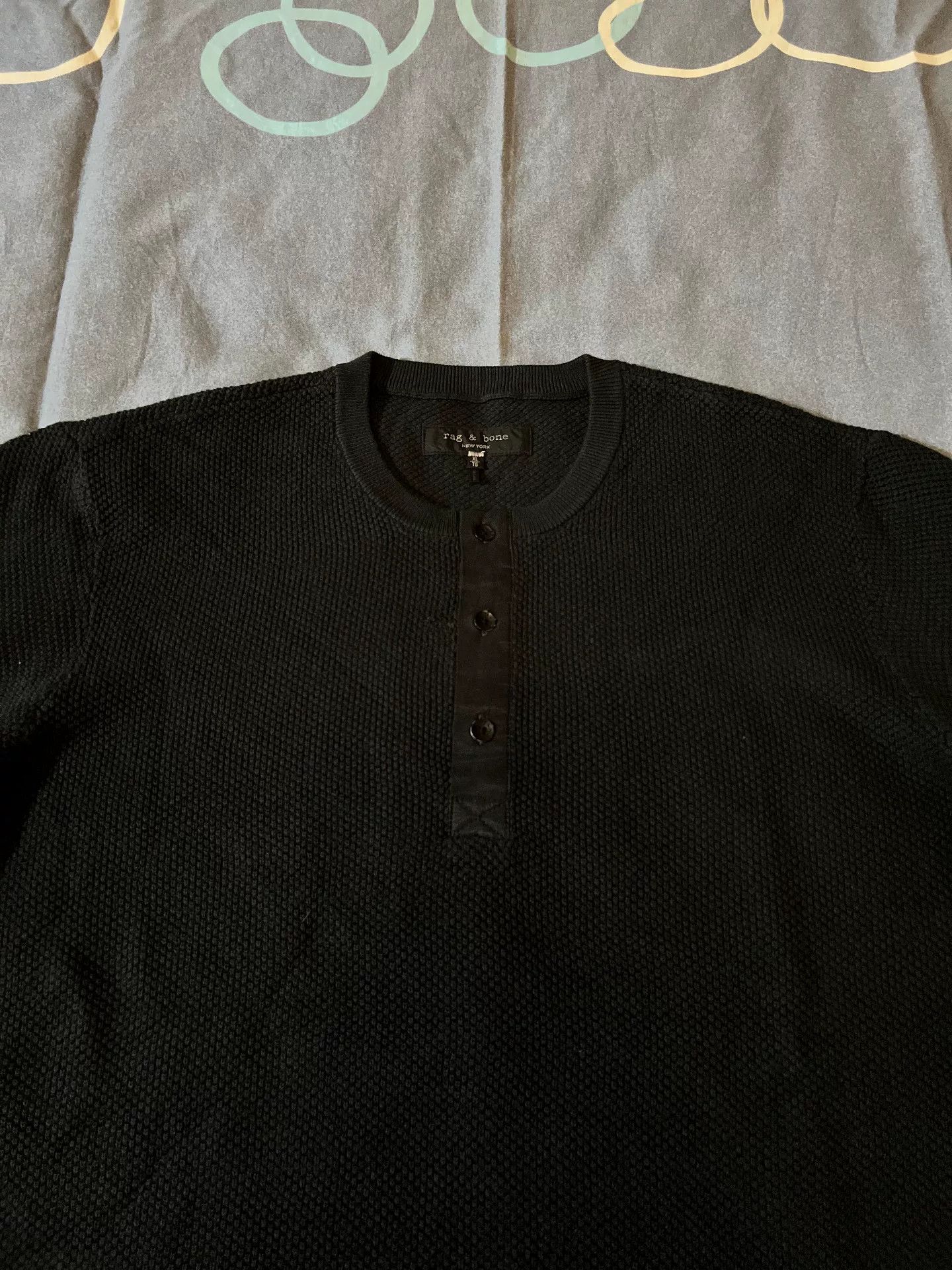 Rag & Bone classic henley waffle knit pullover sweater Size US XL / EU 56 / 4 - 2 Thumbnail