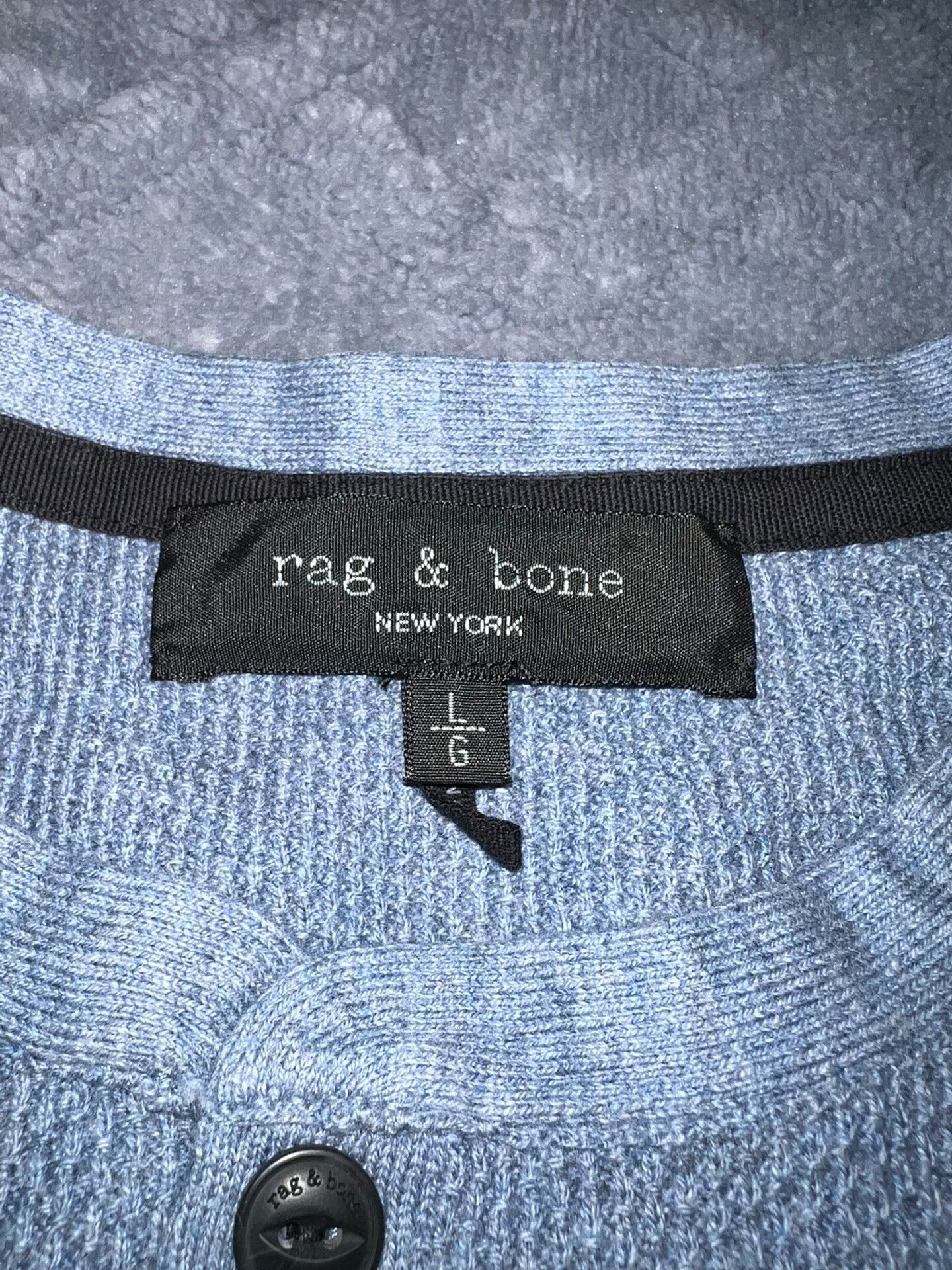 Rag & Bone light blue henley waffle knit sweater Size US L / EU 52-54 / 3 - 3 Thumbnail