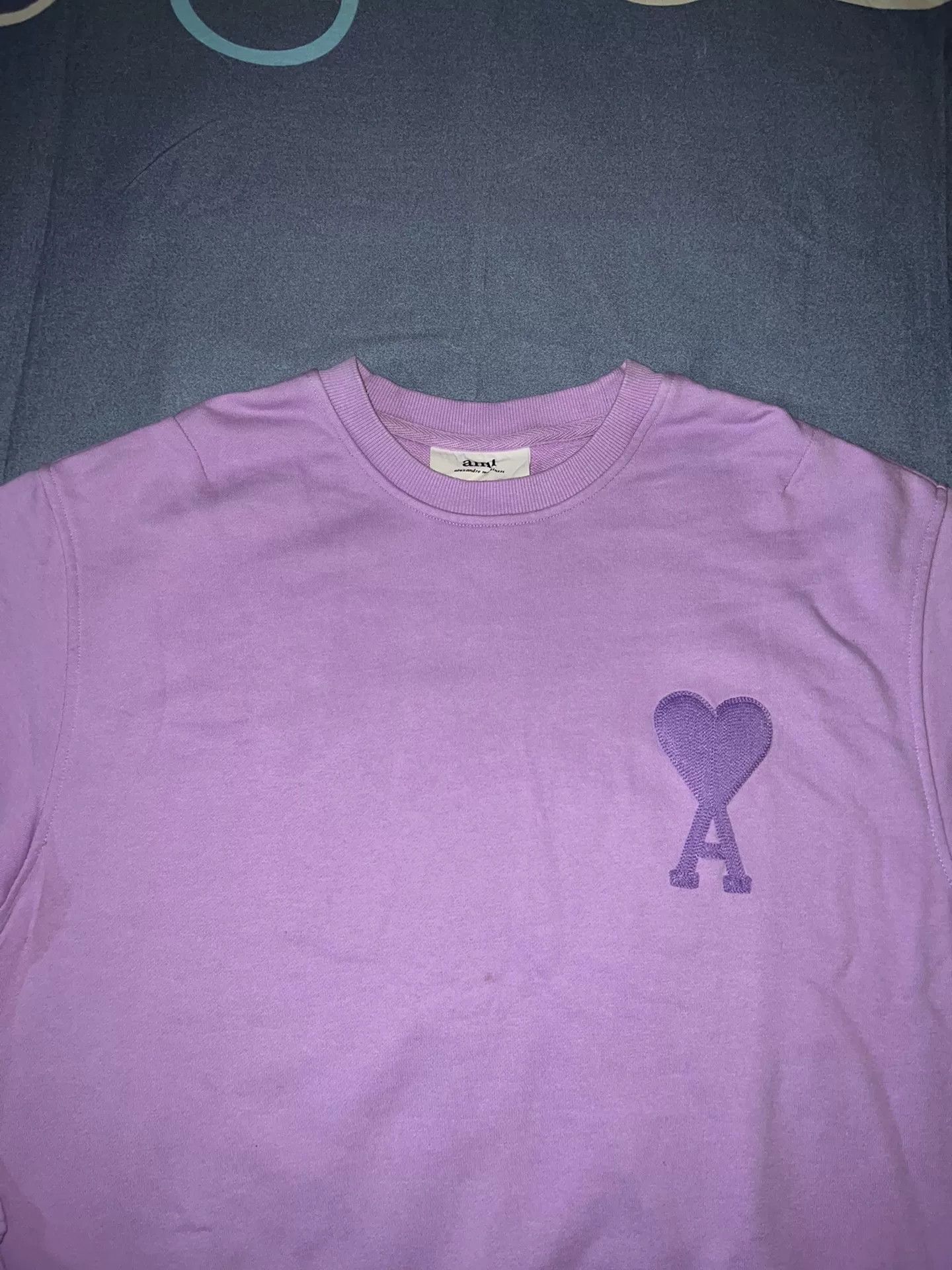 AMI ami Heart Embroidered Lavender Sweatshirt Size L / US 10 / IT 46 - 2 Thumbnail
