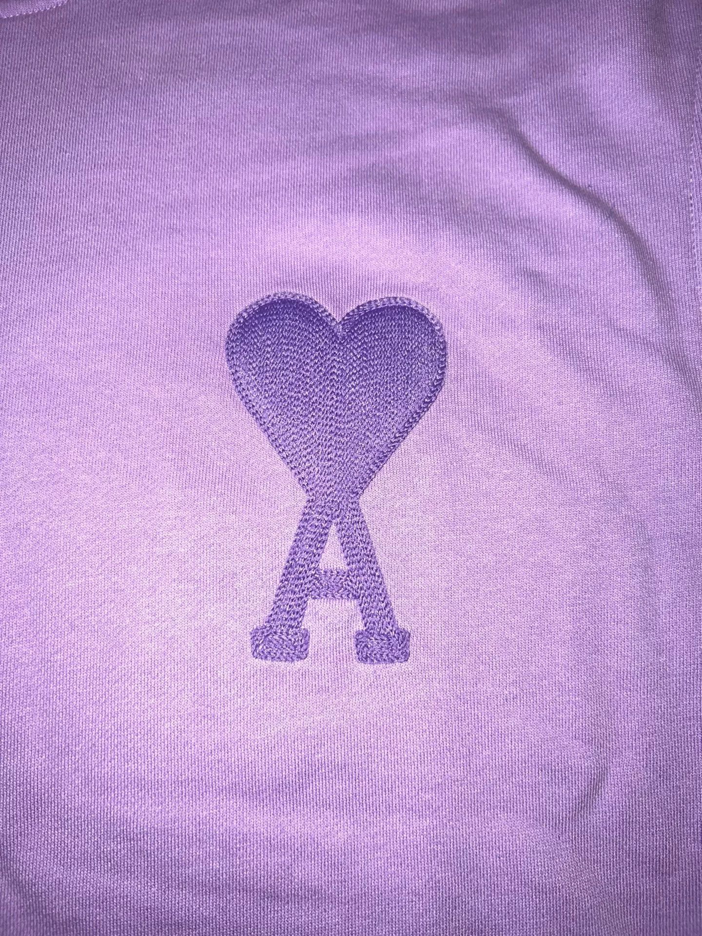 AMI ami Heart Embroidered Lavender Sweatshirt Size L / US 10 / IT 46 - 3 Thumbnail