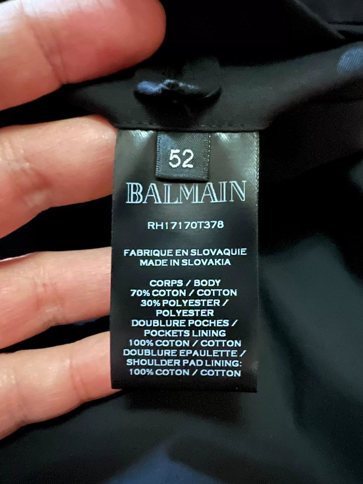 Balmain balmain black slim-fit blazer with silver buttons Size US L / EU 52-54 / 3 - 8 Thumbnail