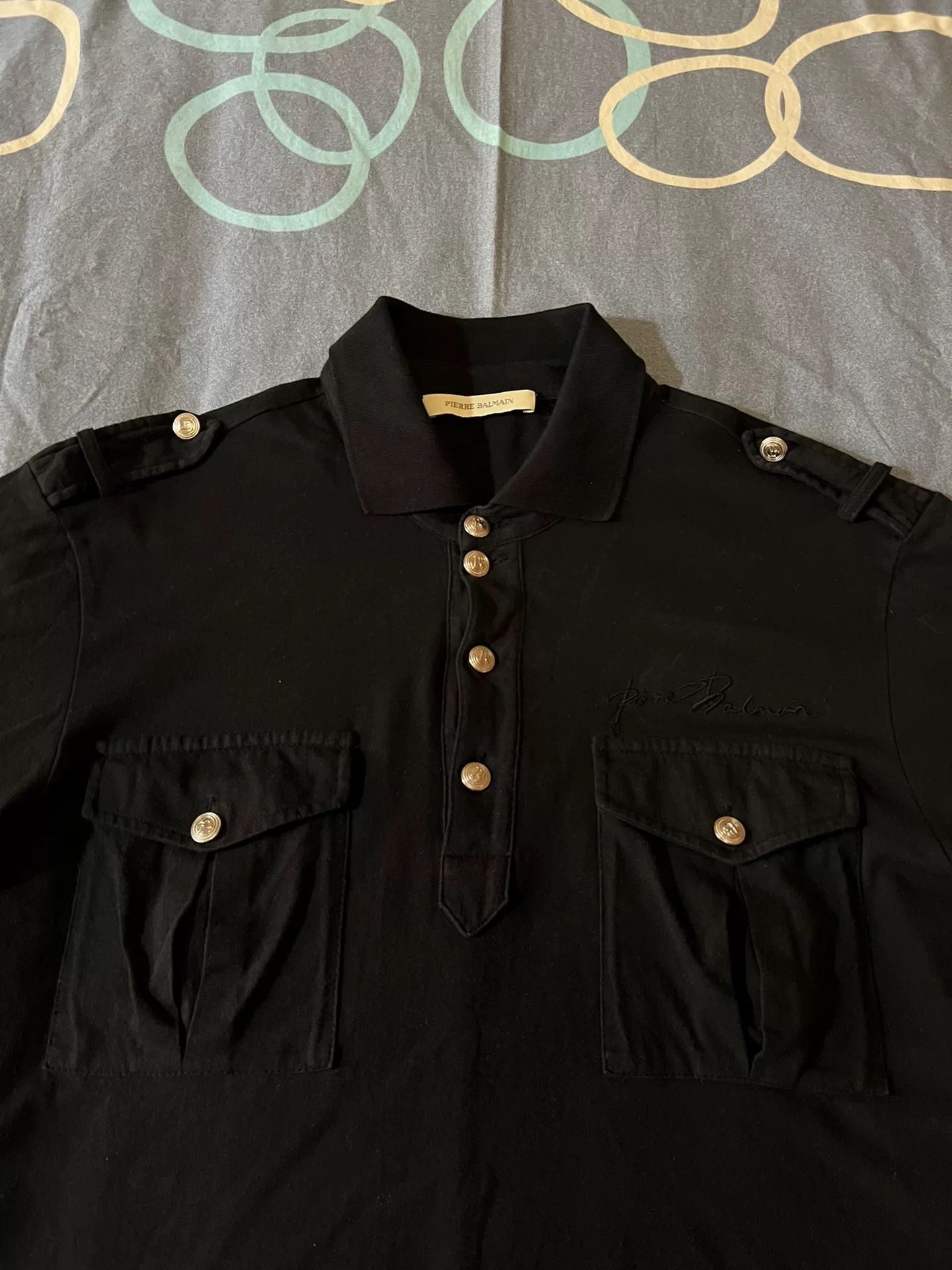 Pierre Balmain black embroidered logo short sleeve polo shirt Size US L / EU 52-54 / 3 - 2 Thumbnail