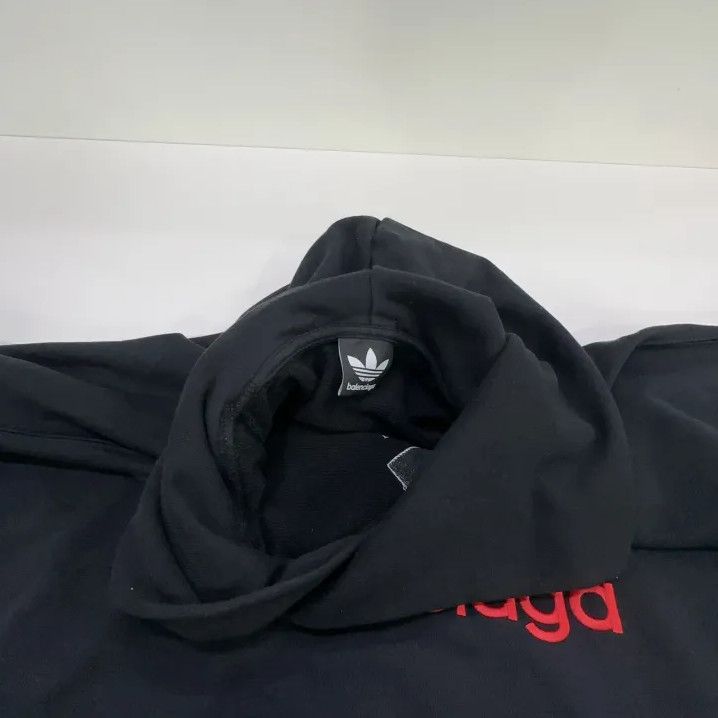Balenciaga Balenciaga x Adidas Black Logo Hooded Sweatshirt Size US M / EU 48-50 / 2 - 9 Thumbnail