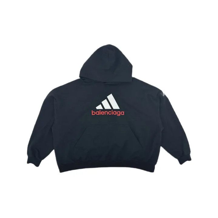 Balenciaga Balenciaga x Adidas Black Logo Hooded Sweatshirt Size US M / EU 48-50 / 2 - 2 Thumbnail