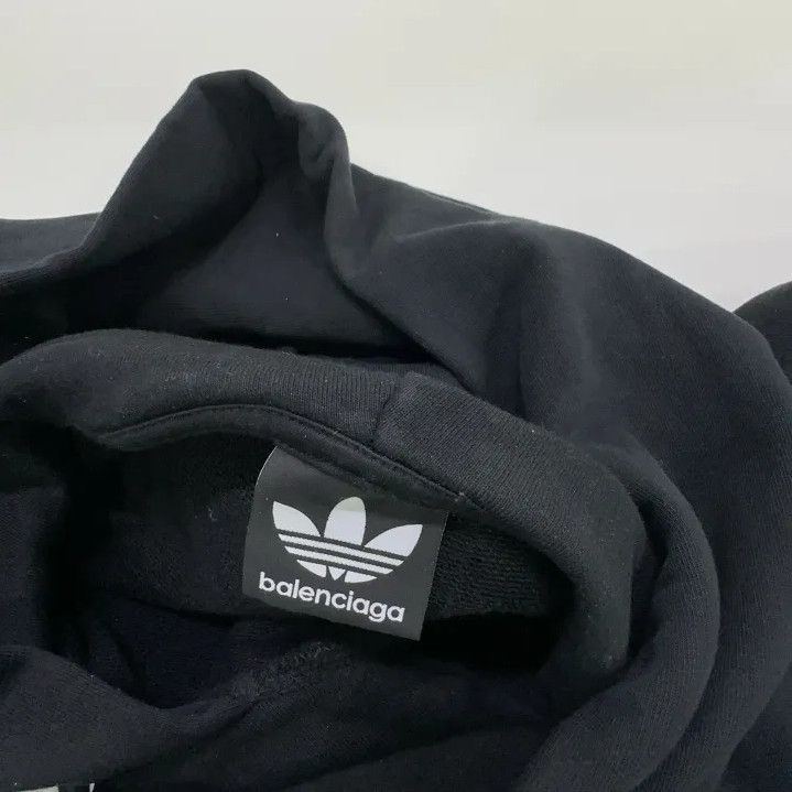 Balenciaga Balenciaga x Adidas Black Logo Hooded Sweatshirt Size US M / EU 48-50 / 2 - 8 Thumbnail