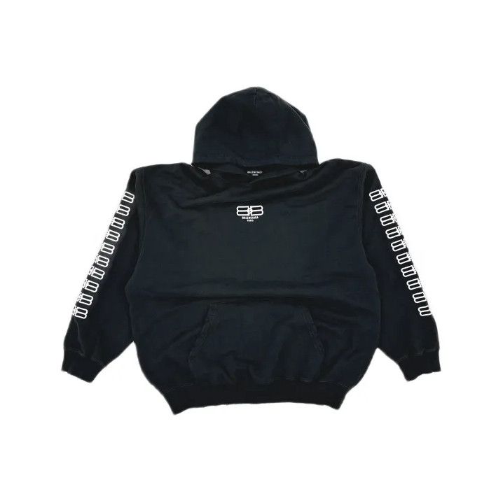 Balenciaga Balenciaga Logo Print Hooded Sweatshirt for Men Size US L / EU 52-54 / 3 - 2 Thumbnail