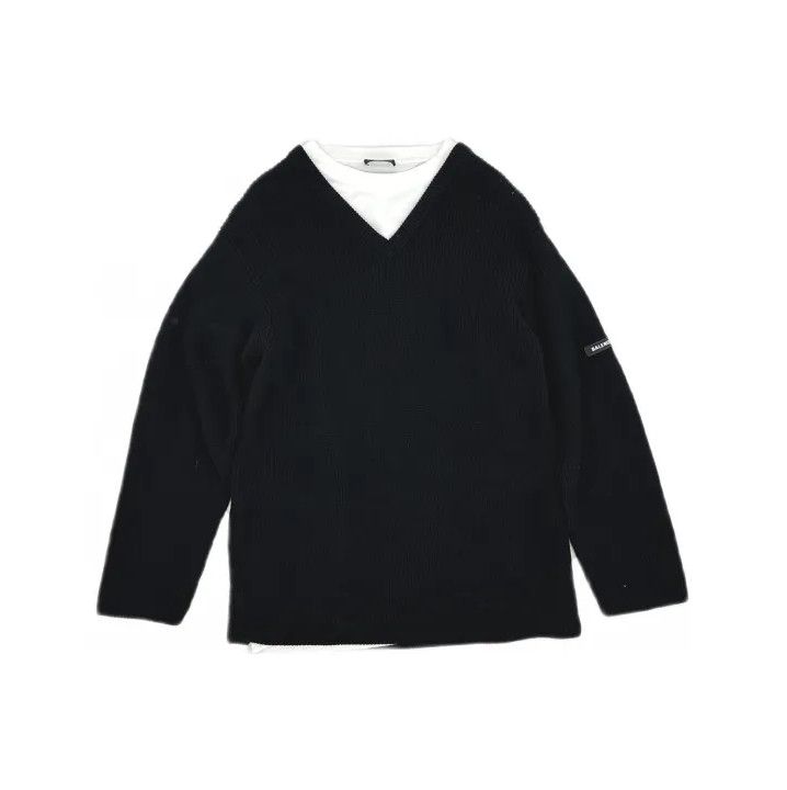 Balenciaga Balenciaga Layered Black V-Neck Sweater Size US M / EU 48-50 / 2 - 2 Thumbnail
